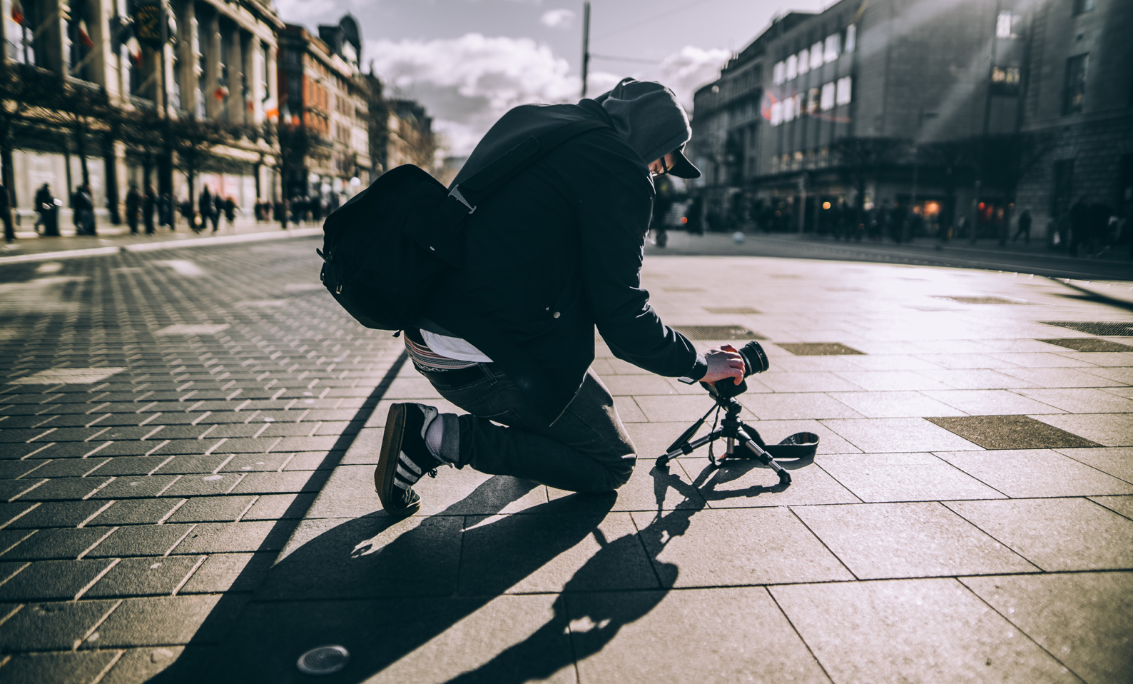 Street Photographer with Backpack